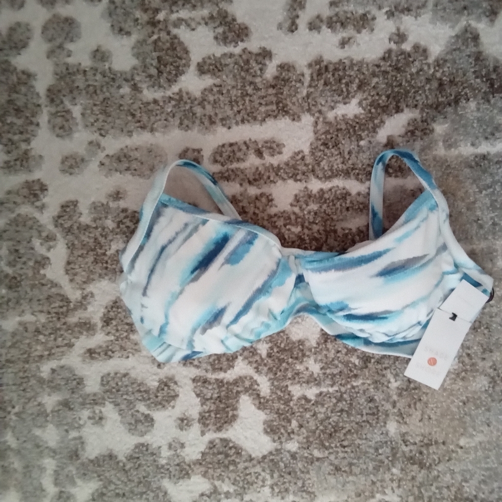 Shade & Shore Women's Blue/White Ikini Top Size 38DD